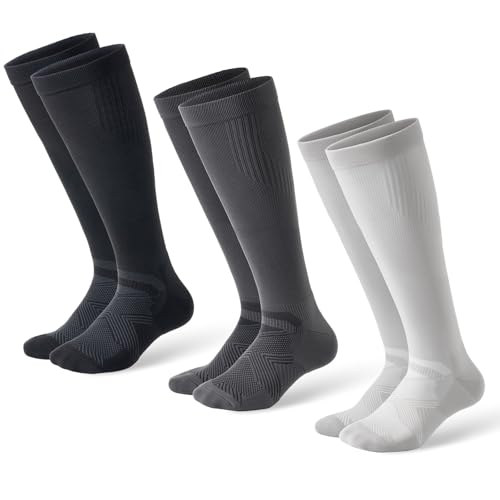 3 Pairs Compression Socks for Women & Men, All Day Support for Standing, Running, Nurses, Trave