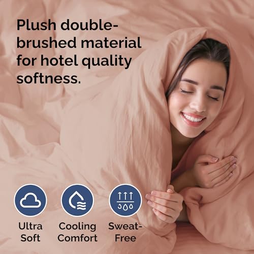 Image of Duvet Cover Full Size Set - Extra Soft Full Duvet Cover 80 inch x 90 inch with 2 Pillow Shams for Women, Men, Kids & Teens - Hotel Luxury, Easy-Care w / Zipper Closures & Ties - Comfy and Breathable (Mauve)