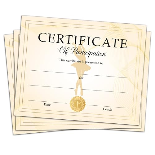 Dance Participation Certificate, 25 Pcs Dance Award Certificates, Ballet Team Competition Awards Gifts for Students, School Graduation Gifts Decorations Supplies -A17