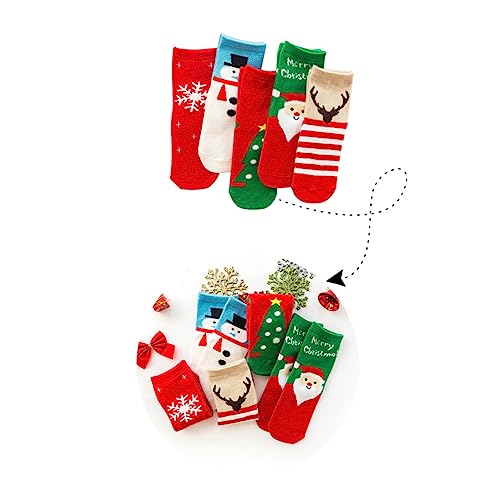 LIFKOME Christmas Warm Socks for Kids 5 Pair Set Kids Winter Socks Christmas Theme Comfortable Fashionable