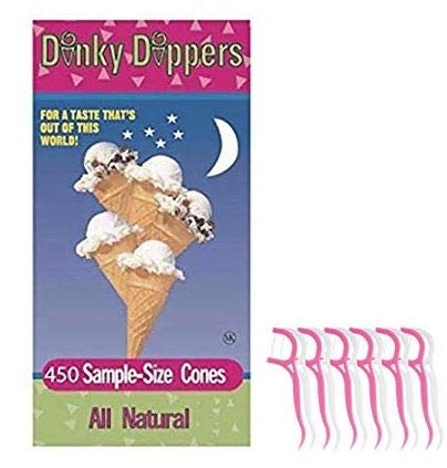 Dinky Dippers Miniature Ice Cream Cones Bulk Pack 450 Count Bundled with 20ct Dental Flossers in a Prime Time Direct Sealed Box
