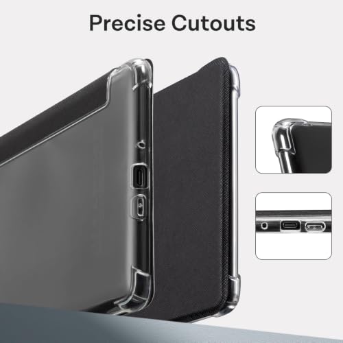 Image of CoBak Case for 7 inch Ereader - New PU Leather Cover and Clear Soft Silicone Back Cover with Auto Sleep Wake Feature,Black