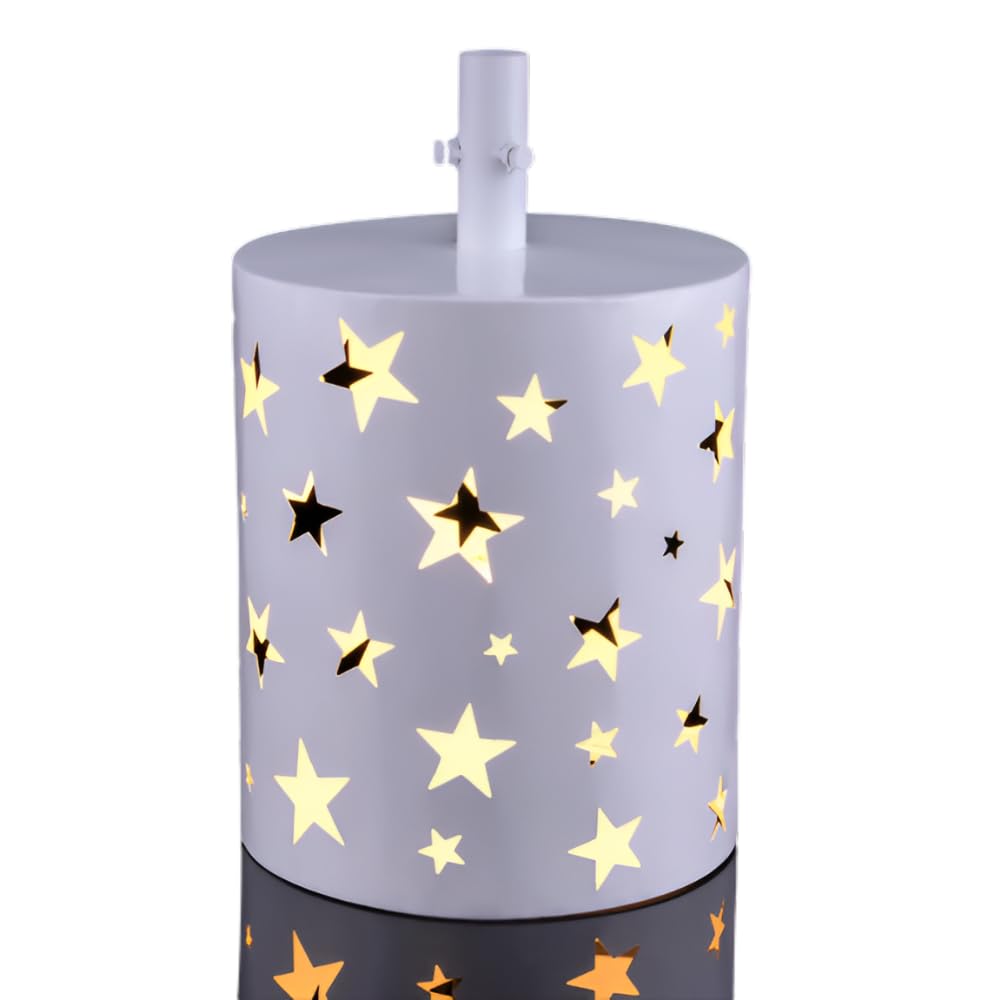 Base Supporto per Albero di Natale – Effetto Tronco Realistico, in PVC, Gancio Metallo, Supporto per Alberi, Decorazioni - Kit di Fissaggio (Base Bianca)