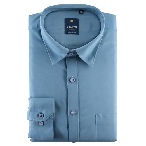 Image of 7-DAYS Men's 100% Cotton Full Sleeve Shirt for Men | Premium Plain Shirt | Tailored Fit (Between Slim & Regular) | Stylish Office & Casual Wear | with Pocket