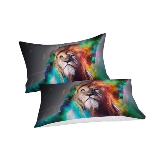 Housse de couette lion parure de lit 3 pièces microfibre king 220x240cm