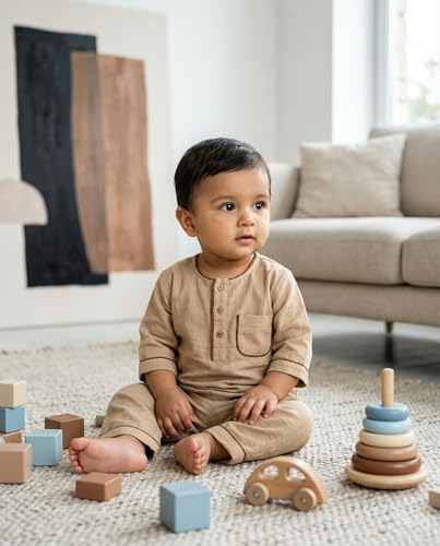 Image of Baby Boys Night Suit 3 /4 Sleeves Co-Ord Nightwear Set - Pure Cotton- Soft, Comfy & Perfect for Sleep Time