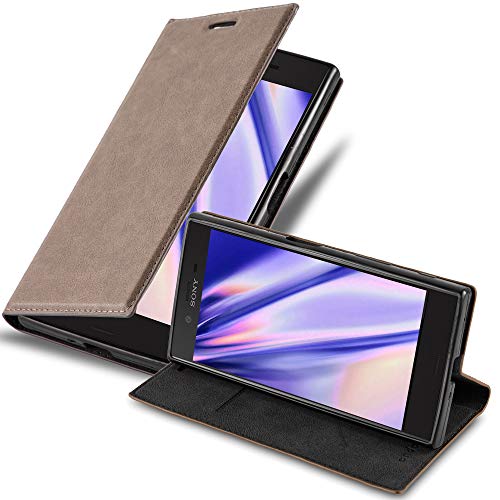 cadorabo Coque pour Sony Xperia XZ/XZs en Marron CAFÉ - Housse Protection avec Fermoire Magnétique, Stand Horizontal et Fente Carte - Portefeuille Etui Poche...