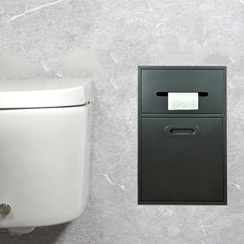 DONGGANSHI Nichos integrados de acero inoxidable con puerta extraíble con cubo de basura para baño, ducha, nicho personalizado junto al inodoro, adecuado para parques y baños públicos, gris, 20 x 50