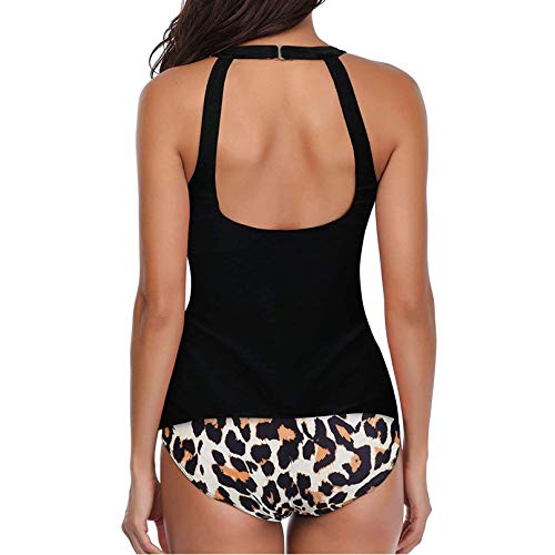 image for OutTop01 OutTop Women Tankini Top Swimsuits High Neck Halter Tummy Con