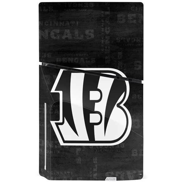 Skinit Decal Gaming Skin Compatible with PS5 Slim Disk Bundle - Officially Licensed NFL Cincinnati Bengals Black & White Design