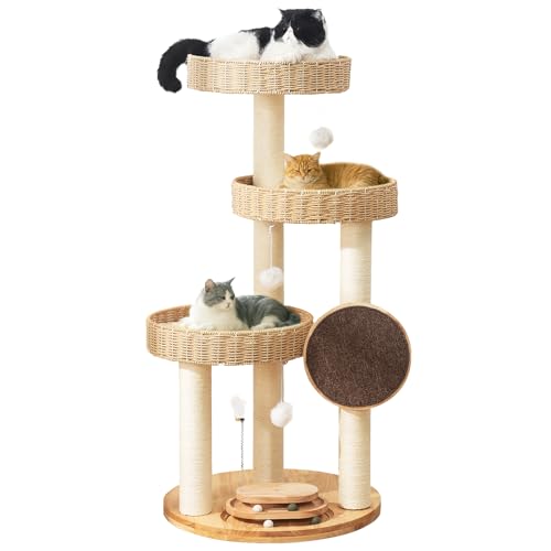 Árbol para gatos grande de madera sólida 48 pulgadas miniatura 1