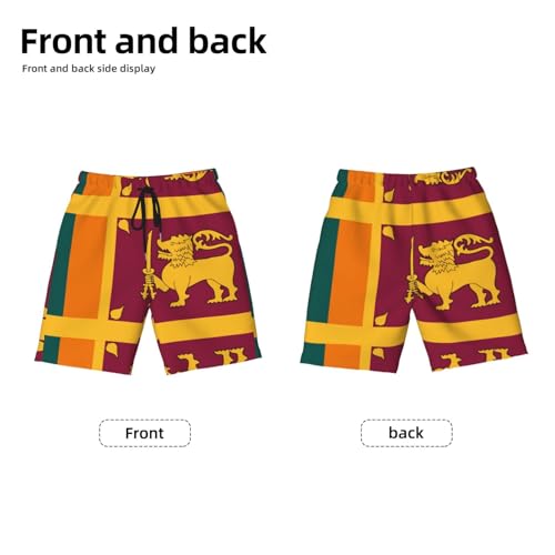 Sri Lanka Flag Youth Beach Pants, Soft and Breathable, with Drawstring Waist, Suitable for Sports and Leisure.2