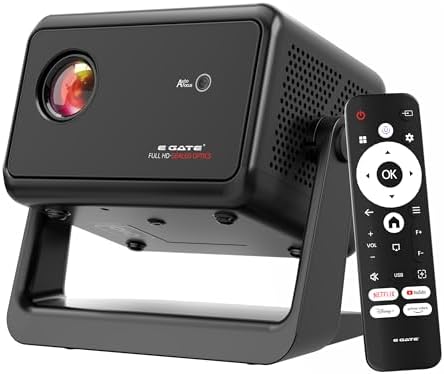 E Gate Duster 5X Pro | Certified OS, Projector 4K Ultra HD | 100% Dust Proof | Fully Automatic Native 1080p | Whale OS on Android, official Netflix, Prime | Voice Remote, 500 ISO, HDMI-ARC-WiFi6 EGATE