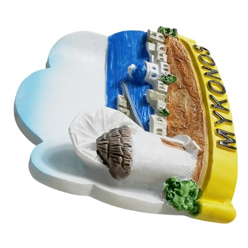 Imán decorativo de refrigerador Mykonos Grecia souvenir miniatura 5