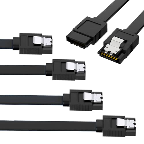 Vestoryyer 3-Pack SATA Cable III 6Gbps Straight HDD SDD Data,sata data cable,CD Drives - Secure Latch,Compatible with Locking Latch 18 Inch for SATA HDD, SSD, CD Driver, CD Writer - Black