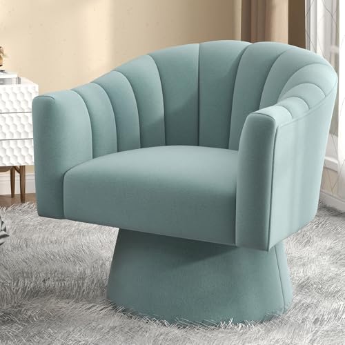 Sillón giratorio terciopelo azul miniatura 1