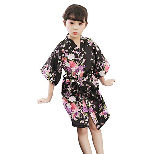 Toddler Girls Floral Girdle Bathrobe Cute Little Girl Silk Satin Robes 𝑆leepwear Baby Comfy Soft House Wear2