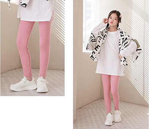 Little Girls Winter Warm Fleece Lined Leggings Toddler Kids Ribbed Knit Thick Thermal Tights Ankle Length Stretchy Pants2