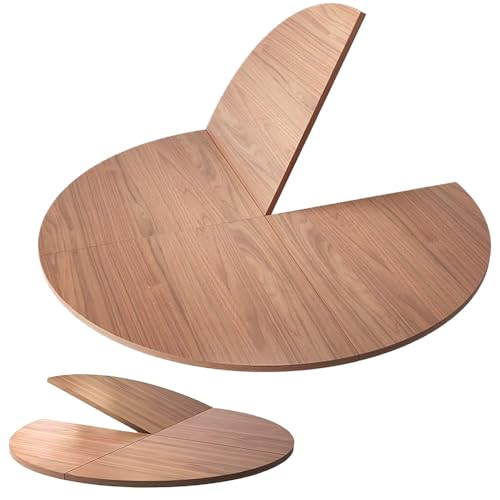 SMCMGECEUZ Extensor De Superficie Plegable De 4 Pliegues 120-180cm Tablero De Madera Redondo Sin Patas Que Ahorra Espacio para Interior Exterior(Walnut,160cm/63in)