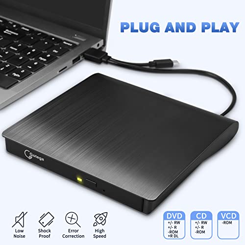 Image of External DVD Drive USB 3.0 TYPE C Portable CD /DVD + /-RW Disk Drive DVD Player for Laptop CD /DVD ROM Burner Reader with Protective Carrying Case & 10 Blank Discs for Laptop Desktop Windows Linux Mac