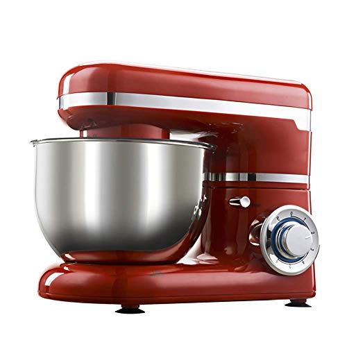 1200W Food Stand Mixer, Küchenelektrischer Mixer -3-in-1 Beater/Schneebesen/Teighaken, mit 4L Edelstahlschüssel, Spritzschutz, Rot