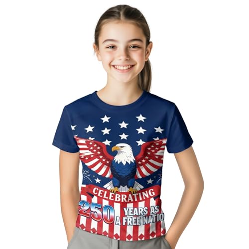 Image of Kids Graphic T-Shirt Boys Girls Novelty Tees Top Short Sleeve Shirts Summer Blouses 3-16