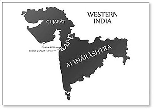 Imán para nevera con ilustración de mapa de la región de la India occidental