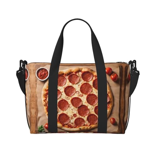Sac de sport pliable motif pizza pepperoni 3d noir et polyvalent