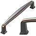 Koofizo Square Foot Cabinet Arch Pull - Oil Rubbed Bronze Furniture Handle, 5 Inch/128mm Screw Spacing, 10-Pack for Kitchen Cupboard Door, Bedroom Dresser Drawer, Bathroom Furniture Hardware