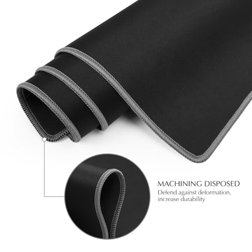 Image of JIALONG Large Gaming Mouse Pad, Extended Mousepad with Grey Stitched Edges, XXL Desk Mat, Big Computer Keyboard Mat for Gaming and Office, 35.4 x 15.7 inches