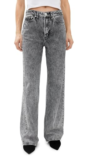 rag & bone Women's Featherweight Logan Wide Leg Jeans, Slate Grey, 33