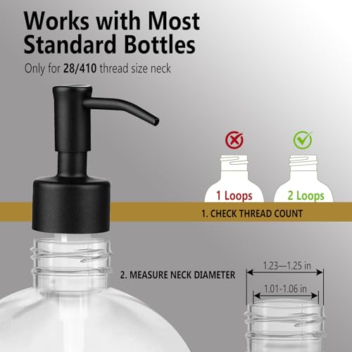 Image of Amoliar Mason Jar Liquid Soap Dispenser Pump, Stainless Steel Replacement Pump for Dish Soap, Lotion, Hand Soap, Cute Farmhouse Decor, Refill Soap Pump, Black 2 Pack, Extra 1 Set Label, 2 Long Tube