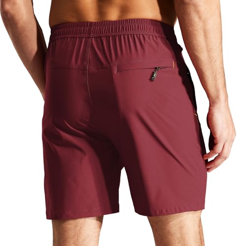 Image of MIER Men's Quick Dry Running Shorts with Zipper Pocket Elastic Waist Athletic Workout Exercise Shorts
