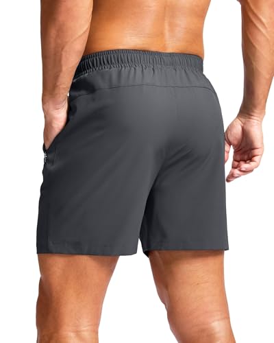 Image of G Gradual Men's Athletic Running Shorts with Zipper Pockets Quick Dry 7 inch / 5 inch / 9 inch Workout Gym Shorts for Basketball Hiking