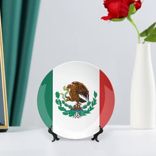 Plato decorativo bandera de México de porcelana ósea 6 pulgadas miniatura 6