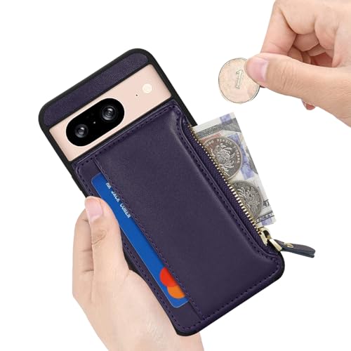 Image of Cavor for Google Pixel 8 Case Wallet with Card Holder, Purple