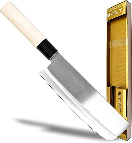 Comparison: Best Carbon Steel Nakiri 11 JapanBargain, Nakiri Knife 6-5/8", High Carbon Steel Vegetable Cleaver, Razor Sharp Japanese Chef Knife for Meat and Veggies, Rust-Resistant Molybdenum Blade, Wooden Handle, Made in Japan