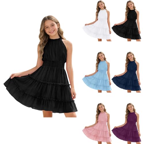 Vestido midi informal estilo línea A para niña de 6 a 13 años