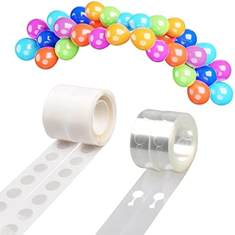 Miliocry Balloon Decorating Strip Kit, Balloon Arch Kit Tape, Dot Glue for Garland, 2 Rolls 16 feet Balloon Tape Strip, 200 Dot Glue Stickers for Wedding Birthday Graduation Party Decoration Cover