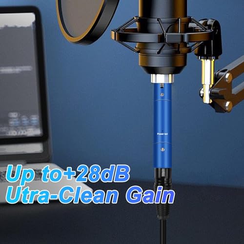 XMSJSIY Microphone Pream Mic Booster Preamplifier Ultra-Clean Gain for Dynamic Active Inline Microphone Up to +28dB Gain Professional XLR Amplifier for Broadcast Studio Recording - Thumbnail 2