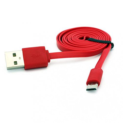 Red 6ft Long USB Cable Charger Sync Power Wire Cord for Cricket ZTE Overture 2 - Cricket ZTE Overture 3 - Cricket ZTE Sonata 2 - Cricket ZTE Source - MetroPCS Alcatel Evolve 2