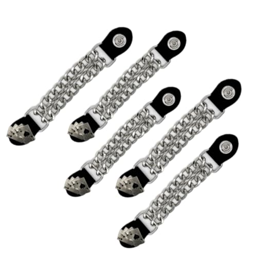 5 piezas de cuero chaleco de extensión de cadena de motocicleta chaleco de motocicleta extensiones de aleación chaleco motorista con grabado de motocicleta 17 cm doble cadena negra para chaleco