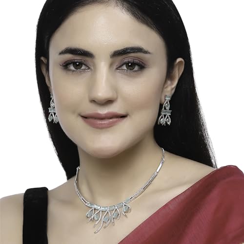 Rhodium-Plated American Diamond Necklace Set