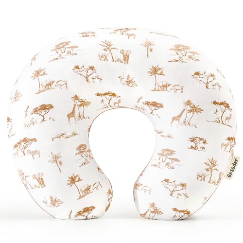 Image of GRSSDER Nursing Pillow Cover Stretchy Minky Removable Nursing Covers for Breastfeeding Pillows, Ultra Soft Comfortable Slipcover for Boy and Girls, Stylish Elk Animals Pattern