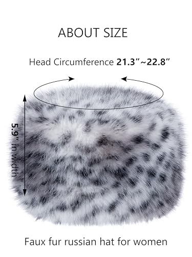 Image of LA CARRIE Women's Faux Fur Hat for Winter with Stretch Cossack Russian Style White Warm Cap