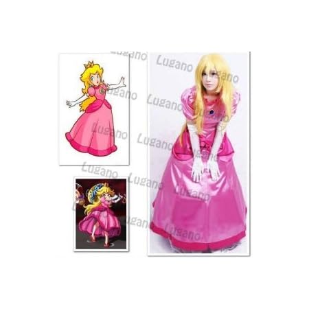 Amazon スーパーマリオ ピーチ姫 コスプレ衣装 コスプレ服 文化祭 ハロウイーン パーティー 変装 仮装 Cosplay衣装 男 M コスプレ 仮装 通販