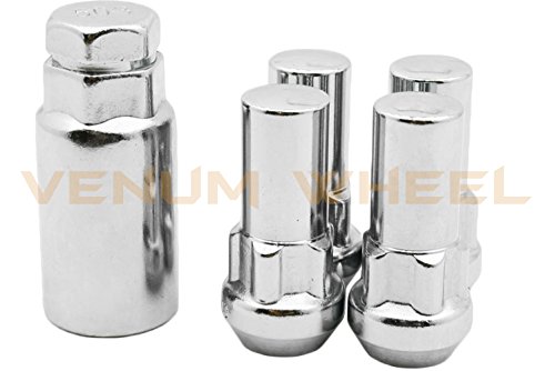 4Pc Chrome Anti-Theft Wheel Locking Locks M14X1.5 2" Tall + 1 Key #TOP1