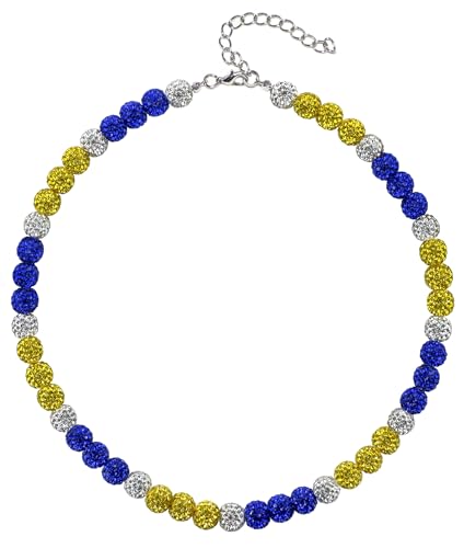 SUPBOMM Baseball Ice Necklace, Bling Beaded Necklaces, Drip Chain, League Team Colors Gifts for Men, Brewers