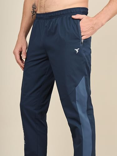 Image of TECHNOSPORT Men's Colorblock Slim Fit Sports Joggers TECHNOLITE Lightweight Active Track Pants Quick Dry Stretch Gym Running Training Fitness Activewear