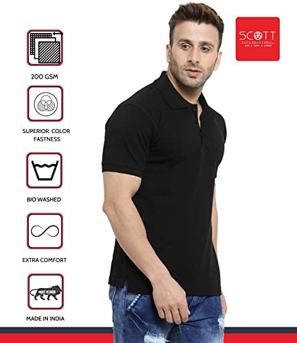 Image of Scott International Men's Cotton Regular Fit Polo T-Shirt